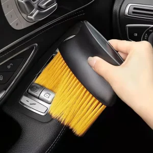 Car Dust Removal Brush Plastic Handle for In Car AC Vent Interior Cleaning Soft Bristled Yellow Bristle