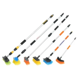 Car Wash Mop 5 Sided Head 3m Pole Aluminum Alloy Telescopic Pole Water Through Brush Detachable Soft Bristle Spray Brush Set