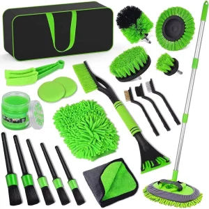 Car Wash Mop Brush Soft Bristle Brush Set Car Stainless Steel Splicing Rod Mop Cleaning Tool Brush Car Wash Set