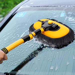 Car Wash Mop Chenille Soft Brush Tools with Retractable Handle Non Scratch Cleaning Car Brush 3 Section Telescopic