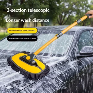 Car Wash Mop Foldable Aluminum Handle Telescopic Long Soft Brush