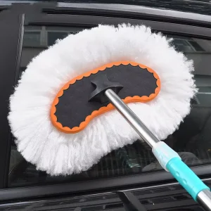 Car Wash Mop Milk Silk Stainless Steel Soft Bristles Extended Telescopic Handle Long Handled Brush