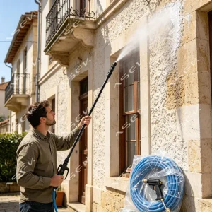 Carbon Fiber Telescopic High Pressure Washer with Hose for Building Facade Cleaning or Spraying Carbon Pole