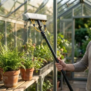 Carbon Fiber Water Fed Telescopic Cleaning Pole with Brush Greenhouse Glass Cleaning System for High Reach Maintenance