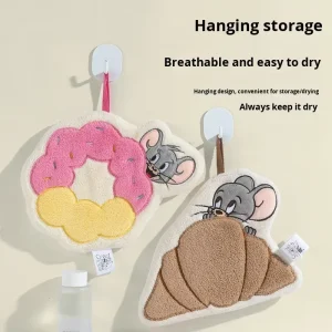 Cartoon Animal Design Coral Velvet Absorbent Hand Drying Towels for Home Kitchen Bathroom Hanging Use