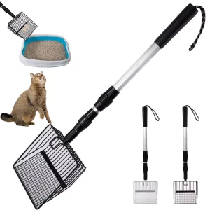 Cat Litter Scoop Extended Telescopic Handle Cat Poop Shovel for Cat Litter Box Pet Toilet Cleaning
