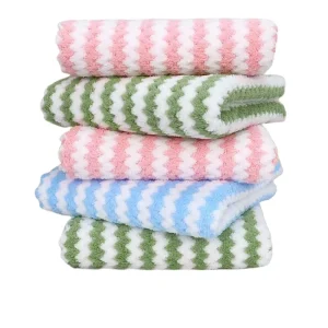 Cationic Cloth Striped Absorbent Dishcloth Kitchen Non Inting Towel Thickened Table Wipe Scouring Pad Transparent OPP Packaging