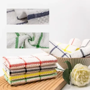 Checkered Pattern Cotton Eco-Friendly Kitchen Towel Vintage Square Honeycomb Cleaning Towels 35g Multi-function 31x31cm Dish
