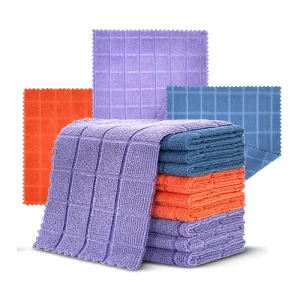 Checkered Towel Cloth Thickened High Water Retention Durable Reusable Dish Cloth for Kitchen Dining Room Household Wiping