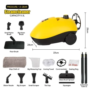 Chemical Free Grease Stain Removal Multifunctional Wheeled Household Steam Cleaner With Complete Accessory Kit