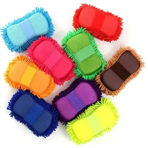 Chenille Microfiber Eco Friendly Super Absorbent Elastic Belt Car Wash Sponge Handle Grout Cleaner Scouring Pads