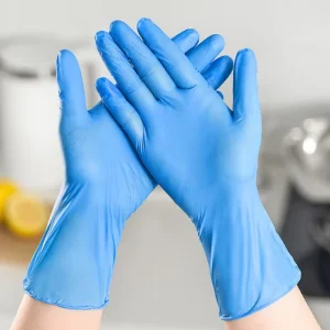China Manufacturer Disposable Nitrile Flock Lined Unlined Waterproof Powder Free Latex Free Fingertips Textured Gloves Household