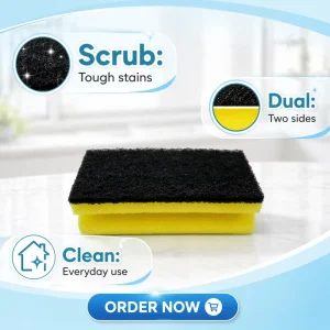 Chinese Manufacturer Customized Polyester Sponge Scouring Pads Bulk Green Yellow Kitchen Scrubber 250%-500% Water