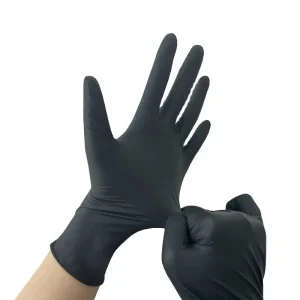 Clean Food Handling Household Disposable Waterproof Oil Resistant Kitchen Food Grade Black Nitrile Gloves