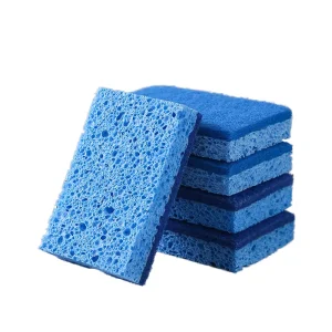 Cleanfull Double-sided Cellulose Kitchen Cleaning Plant Wood Pulp Sponge Scouring Pad for Floor Bathroom Kitchen Furniture
