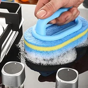 Cleaning Brush With Handle Sponge Wiping Kitchen Pot Washing Dishwashing Toilet Ceramic Cleaning Tool