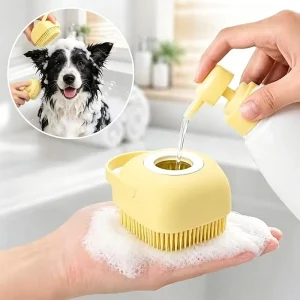 Cleaning Brushes Soft Silicone Pet Bath Massage Brush Shampoo Dispenser Grooming Tool for Dog Cats with Custom Logo OPP Bag Blue
