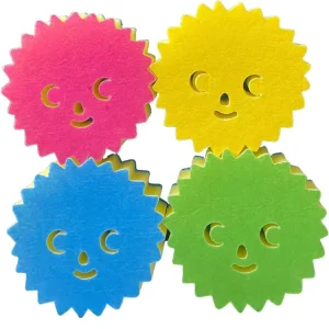 Cleaning Kitchen Custom Cartoon Smiley Multi color Kitchen Sponge Dish washing Three layer Composite Super Durable