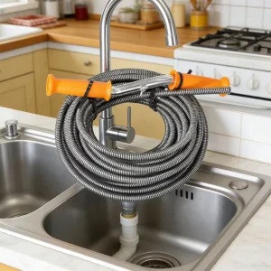 Cleaning Tool Spring Tube for Household Kitchen Sink Drains, Sewer Cleaner, Spiral Type, with Hand Crank Handtools