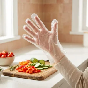 Clear HDPE Food Handling Gloves Powder Free Latex Free Poly Gloves for Bakery Bread Making Sushi Prepping Deli Counter Use