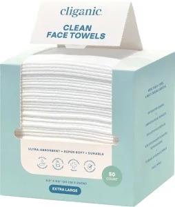 Cliganic Clean Face Towels XL Disposable Ultra-Absorbent Hypoallergenic & Soft Makeup Remover Dry Wipes