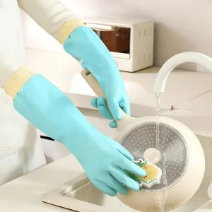Colorful Durable Thin Latex Rubber Waterproof Smooth Texture Dishwashing Gloves for Kitchen Use
