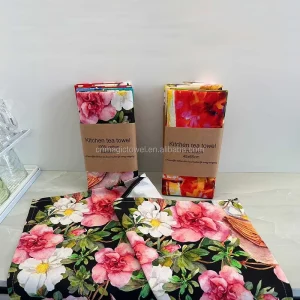 Colorful OEM Printing Tea Towel 100% Cotton Flour Sack Custom Kitchen Tea Towel With Quick Dry Ability