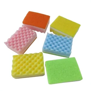 Colorful Three layered Wave Sponge Kitchen Household Scrubber Durable Thickened Dishwashing Cloth Multipurpose