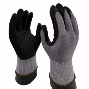 Comfortable for Breathable Nylon Liner Coated Nitrile Sandy Daily Work Gloves