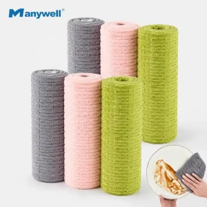 Coral Fleece Cleaning Cloth Roll Absorbent Kitchen Dishcloth Lint-Free Tear Away Microfiber Towel Roll