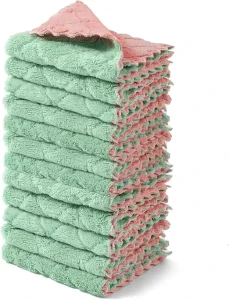 Coral Fleece Cleaning Cloths Set Double Sided Absorbent Dish Towels Non Stick Oil Kitchen Cleaning Rags