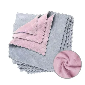 Coral Fleece Microfiber Kitchen Towel 2 Layers Lint-Free Quick Dry for Kitchen Cleaning