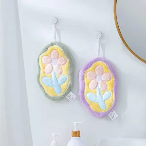 Coral Fleece Quick Dry Hand Drying Towels with Hanging Loop Soft Ultra Absorbent Hand Towels for Bathroom Kitchen Gift