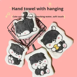 Coral Velvet Animal Hand Towels 4 Colors Customizable Hangable for Kitchen Bathroom Use Odor-Resistant Absorbent