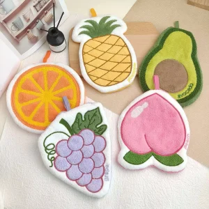 Coral Velvet Cartoon Embroidery Fruit Hand Towel Hanging Eco-friendly Gift Wipe Hand Dry Towel
