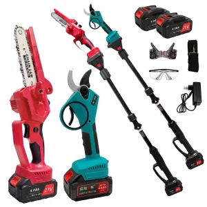 Cordless Electric Branch Cutter Telescopic Pole Saw Pruning Shears Combo