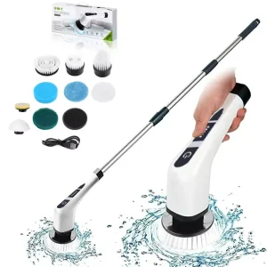 Cordless Electric for 7 Replaceable Shower Baby Friendly Tub Tile Eco Friendly Extension Handle Spin Scrubber Cleaning Brush