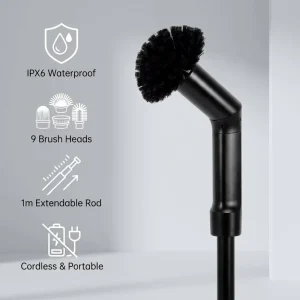Cordless Powerful Handheld 2500mAh IPX6 Electric Long Handle Spin Scrubber Rechargeable Electric Cleaning Brush for Shower Grout