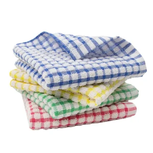 Cotton Colorful Checkered Cleaning Cloth Super Absorbent Reusable for Kitchen Car Windows Surfaces