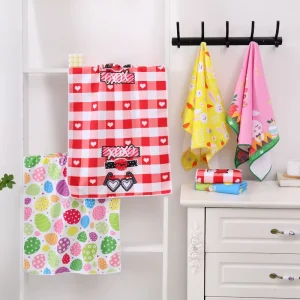 Cotton Linen Tea Towels Set Waffle Weave Kitchen Dish Towels Antimicrobial Feature Sublimation Plain Novelty Design