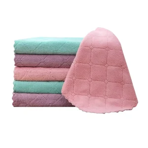 Cotton Nonwoven Square Polka Dot Kitchen Towel Set Quick Dry Eco Friendly Absorbent Non Stick Dishwashing Cloths for Home