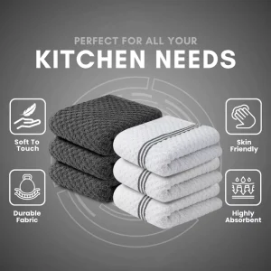 Cotton Square Kitchen Towel Set Flat Dish Cloth Quick-Dry Strongly Absorbent Printed Woven Technique Cleaning Tea Towel