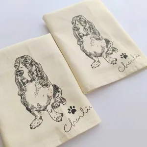 Cotton Twill Custom Embroidered Vintage Tea Towel for Kitchen Dish Baking Sourdough Wedding Gift