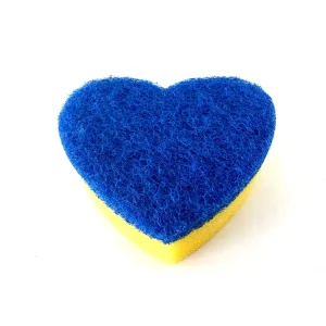 Creative Custom Cleaning Sponge Heart Shaped Designs 2 Layer Material Sponge + Scouring Pad Effortless Cleaning Sponge