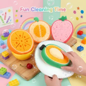 Creative Fruit Shaped Sponge Highly Absorbent Foam Dish Washer Scour Pad for Modern Home Kitchen