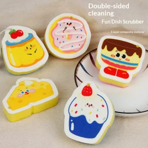Cross border Co branded Cake Bakery Scouring Pad Composite Sponge Scrub Kitchen Cleaning Dishwashing Block