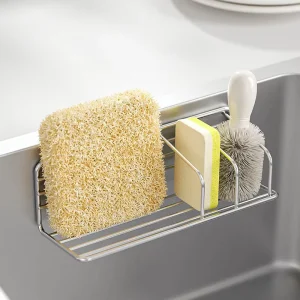 Cross border Japanese Korean Style Multifunctional Wall mounted Stainless Steel Kitchen Organizer Rack for Scouring Pads