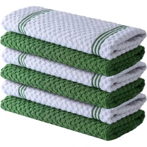 Cross border Kitchen Towel Dishwashing Table Wiping Oil free Cleaning Water absorbent No Shedding Square Plaid 100% Cotton