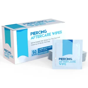 Custom Antibacterial Deep Cleaning Disposable Piercing Aftercare Saline Wipes Individually Wrapped Travel Size Non woven