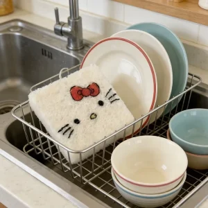 Custom Cartoon Printed Absorbent Cellulose Scouring Pad Kitchen Sponge 2mm Thickness 500%-750% Water Absorption Compressed